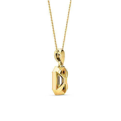 Emerald Cut Diamond Solitaire Pendant | Elegant Classic Pavé Setting