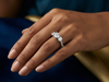 Round Brilliant Three Stone Pavé Diamond Engagement Ring | Classic Trilogy Setting