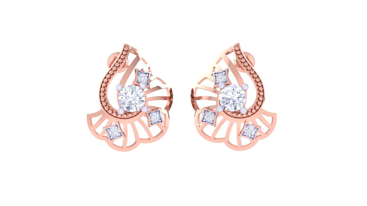 round brilliant starry night diamond stud earrings | celestial elegant daily wear