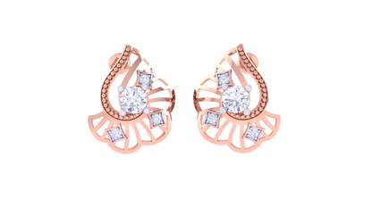 Round Brilliant Starry Night Diamond Stud Earrings | Celestial Elegant Daily Wear