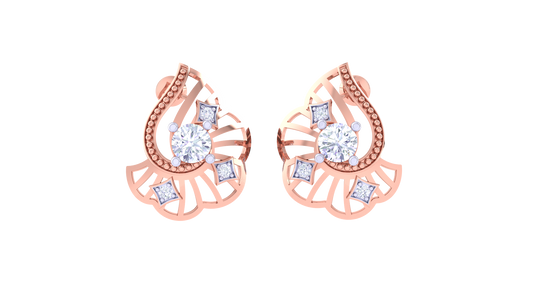 Round Brilliant Starry Night Diamond Stud Earrings | Celestial Elegant Daily Wear