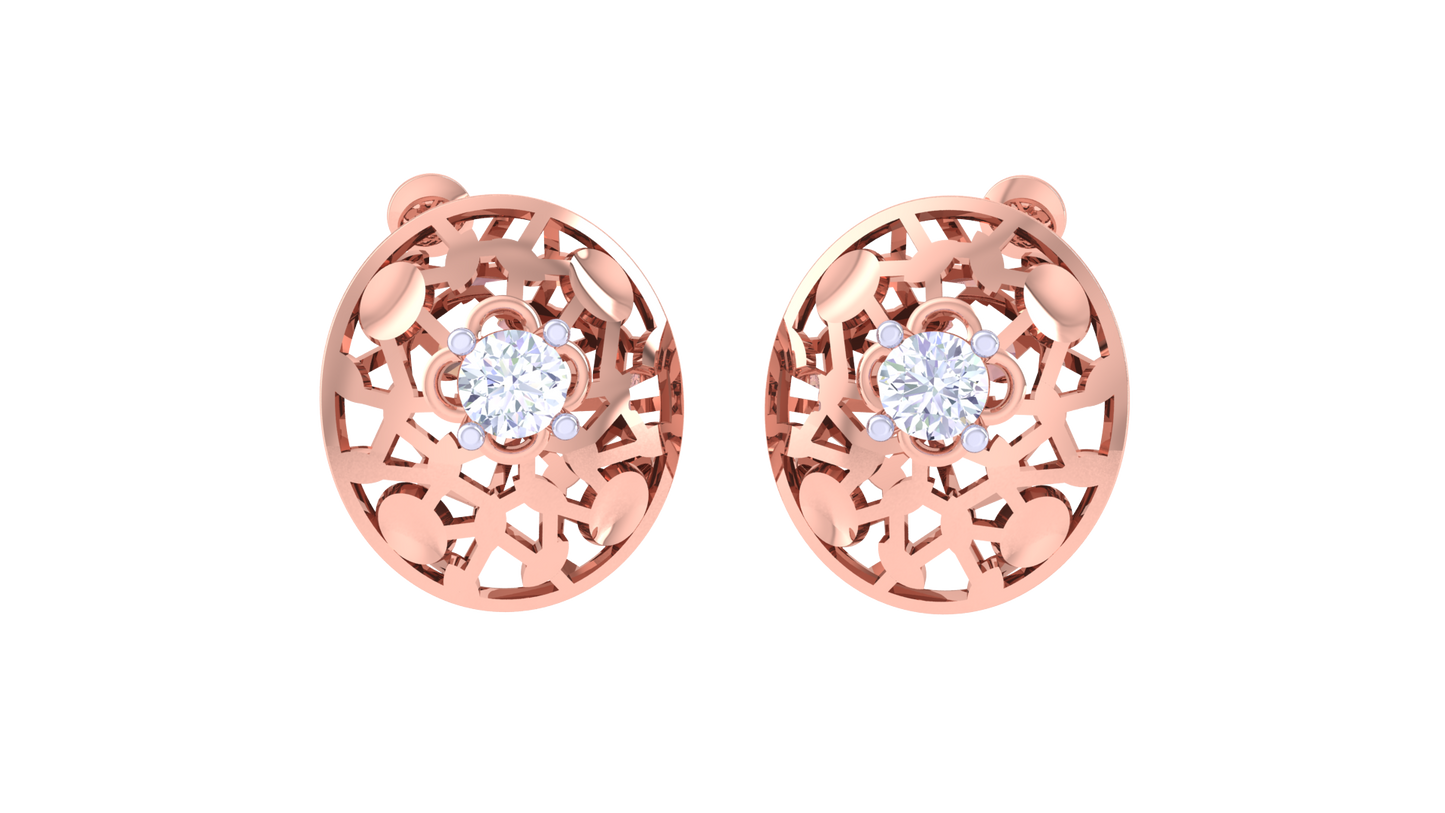 round brilliant oceanic diamond stud earrings for women | luxurious elegant setting