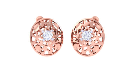 Round Brilliant Oceanic Diamond Stud Earrings for Women | Luxurious Elegant Setting