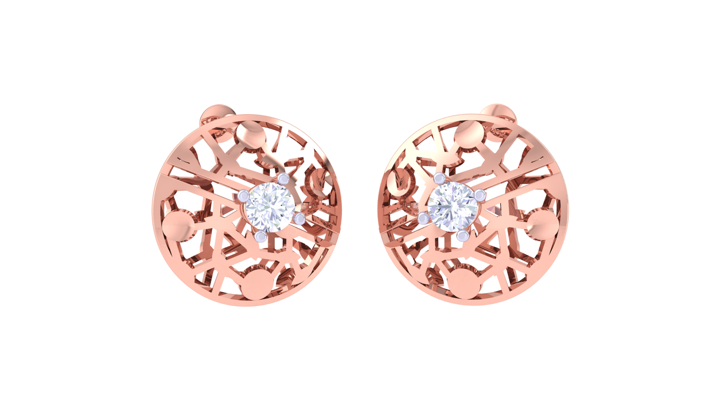 round brilliant celestial harmony diamond stud earrings | elegant women's setting