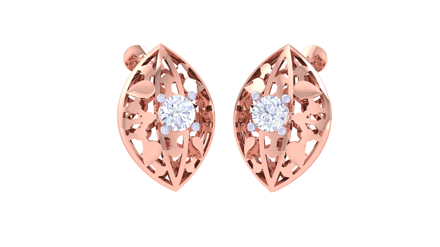 round brilliant lustrous aurora diamond stud earrings | elegant women's setting
