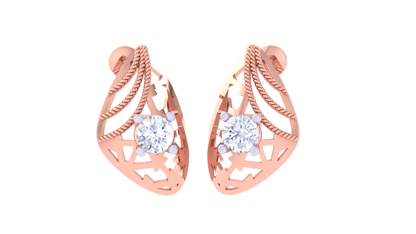 round brilliant aurora diamond stud earrings for women | aurora borealis inspired setting
