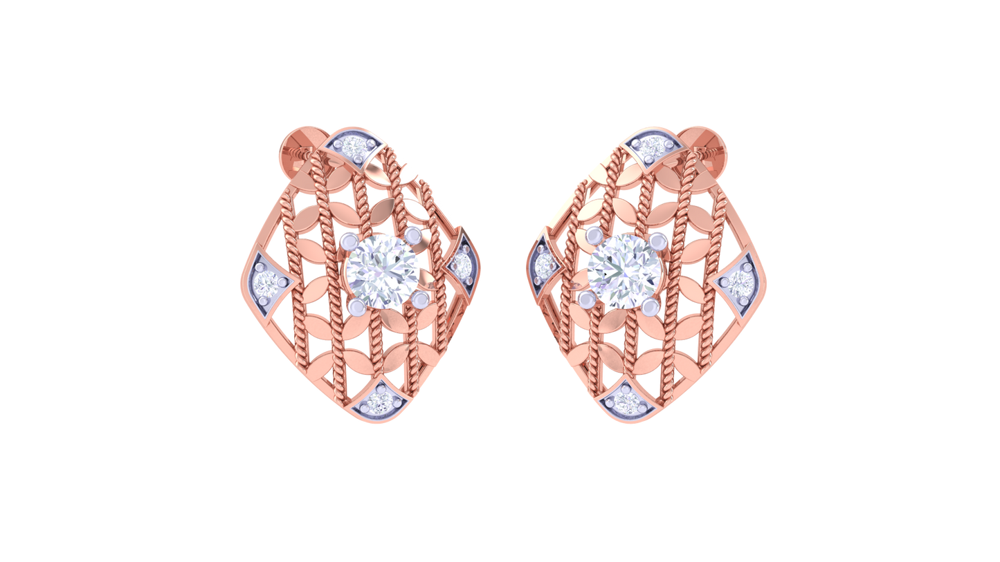 round brilliant regal solitaire diamond stud earrings | exquisite elegant women's setting