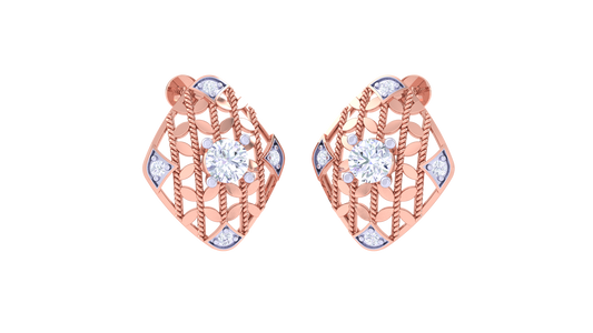 Round Brilliant Regal Solitaire Diamond Stud Earrings | Exquisite Elegant Women's Setting