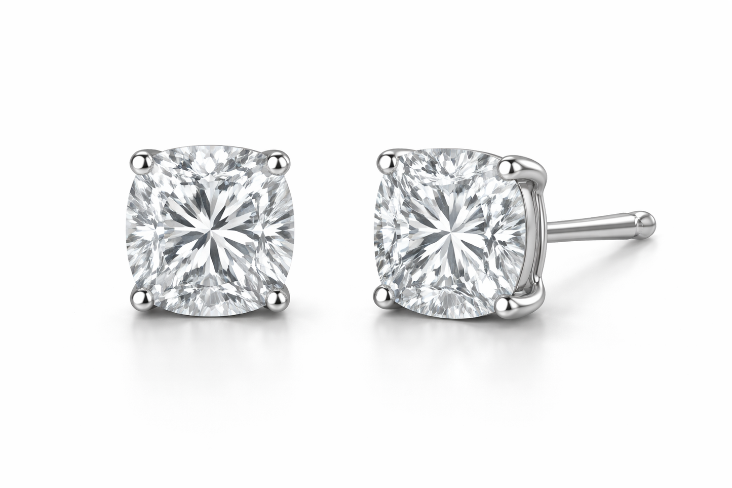 round diamond stud earrings | four-prong basket setting
