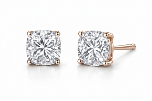 Round Diamond Stud Earrings | Four-Prong Basket Setting