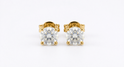 Round Diamond Stud Earrings | Four-Prong Martini Setting