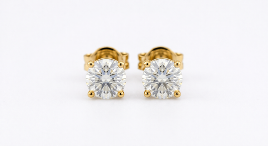 Round Diamond Stud Earrings | Four-Prong Martini Setting