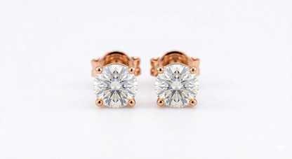 Round Diamond Stud Earrings | Four-Prong Martini Setting