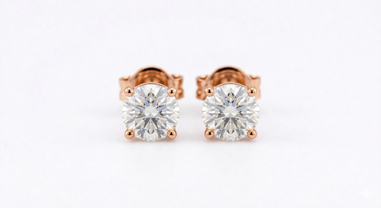 Round Diamond Stud Earrings | Four-Prong Martini Setting