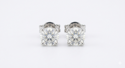 Round Diamond Stud Earrings | Four-Prong Martini Setting
