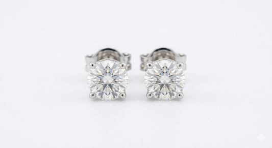 Round Diamond Stud Earrings | Four-Prong Martini Setting