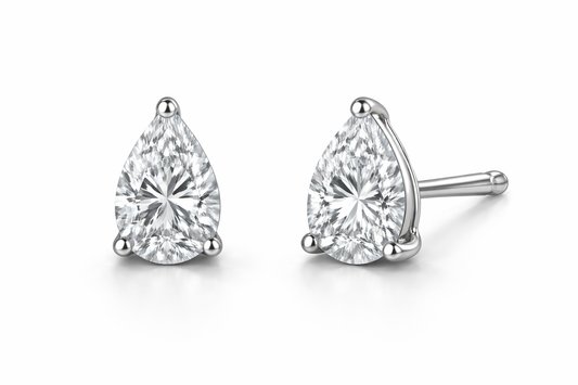 Pear Cut Diamond Stud Earrings | Three-Prong Martini Setting