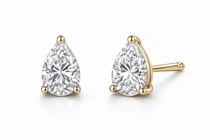 Pear Cut Diamond Stud Earrings | Three-Prong Martini Setting
