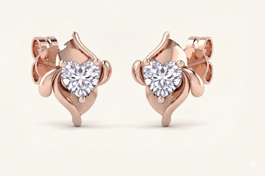 Twisted Petal Diamond Stud Earrings | Sculpted Prong-Set Wrap Design
