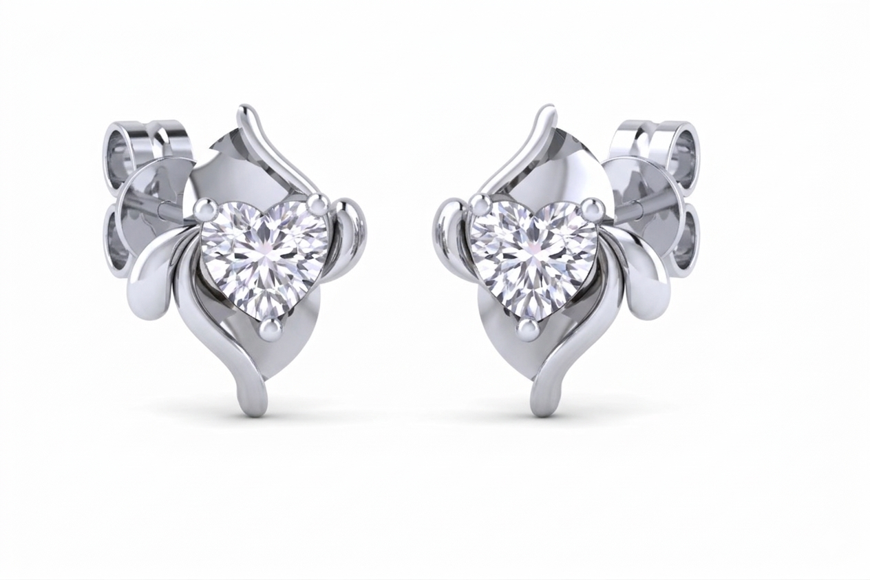 twisted petal diamond stud earrings | sculpted prong-set wrap design