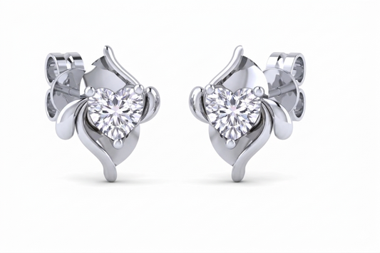 Twisted Petal Diamond Stud Earrings | Sculpted Prong-Set Wrap Design