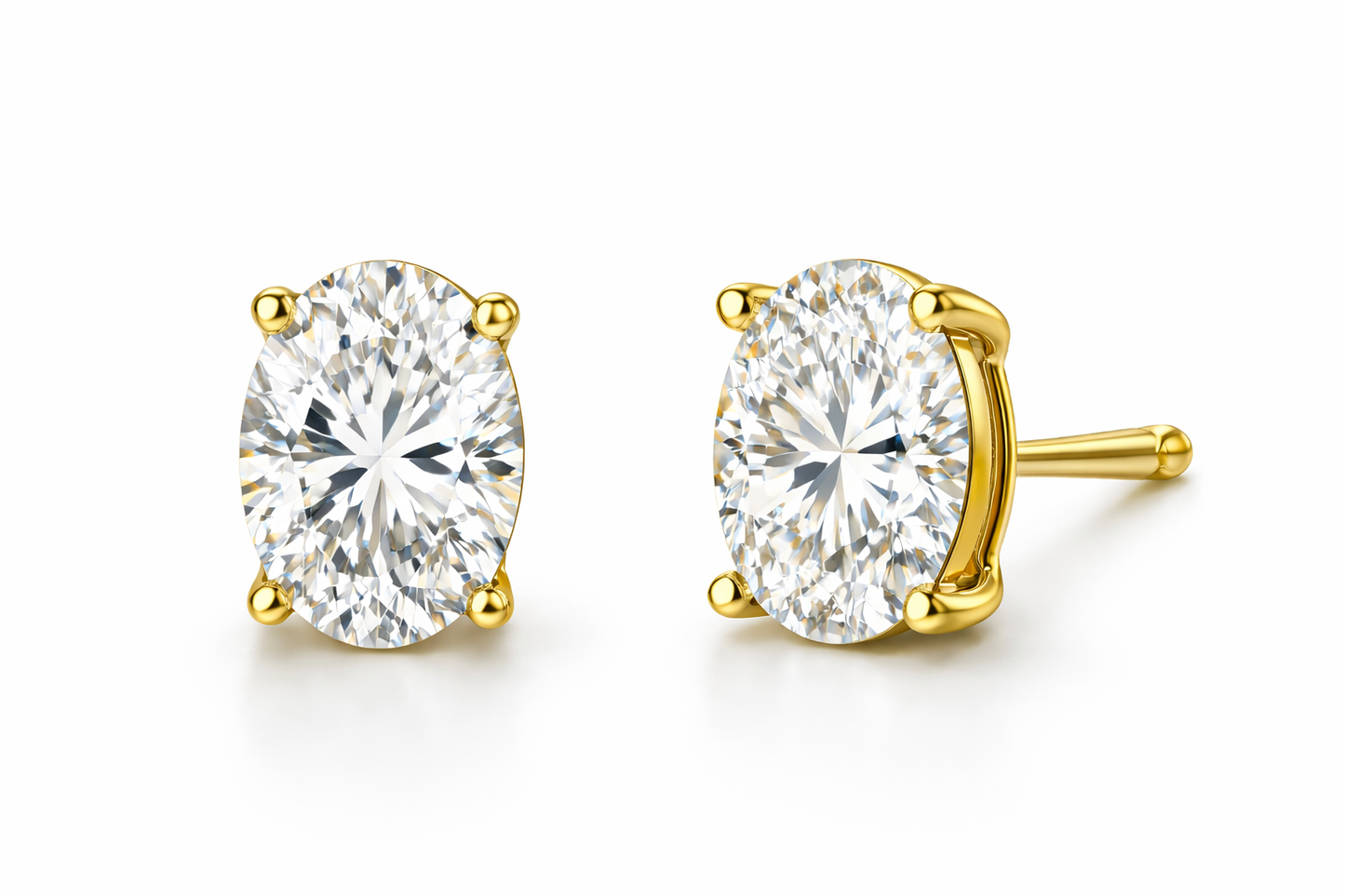 oval diamond stud earrings | four-prong basket setting