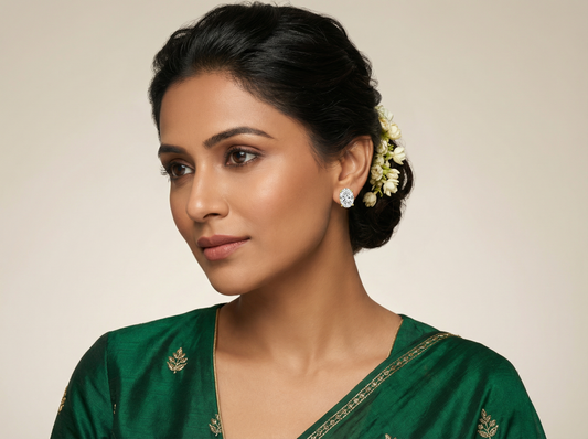 Oval Diamond Stud Earrings | Four-Prong Basket Setting