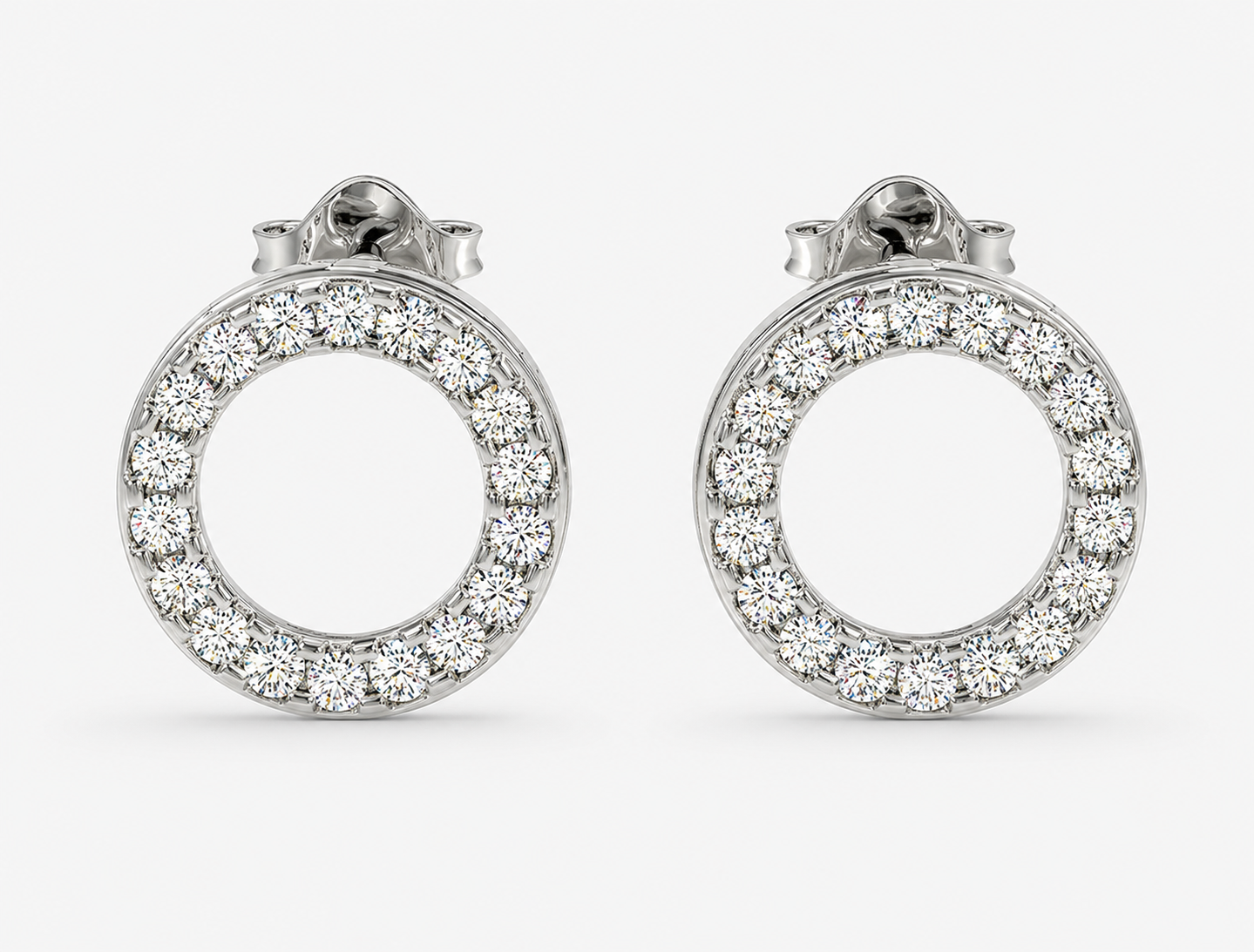 convertible double circle round brilliant diamond earrings | versatile statement elegance