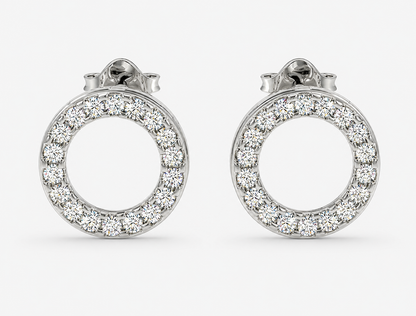 Convertible Double Circle Round Brilliant Diamond Earrings | Versatile Statement Elegance