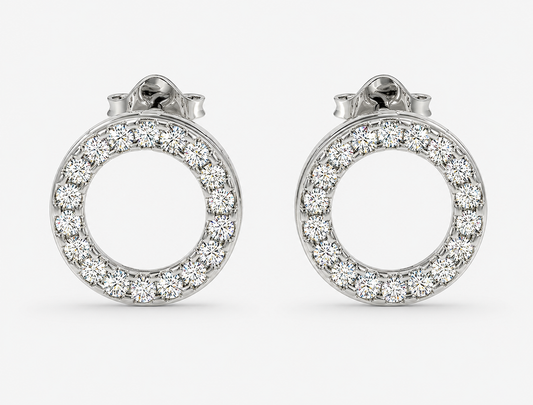 Convertible Double Circle Round Brilliant Diamond Earrings | Versatile Statement Elegance