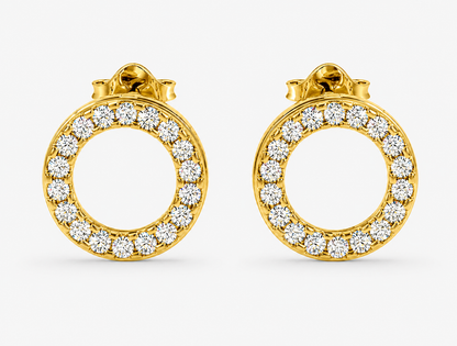 Convertible Double Circle Round Brilliant Diamond Earrings | Versatile Statement Elegance
