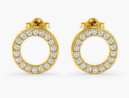 Convertible Double Circle Round Brilliant Diamond Earrings | Versatile Statement Elegance