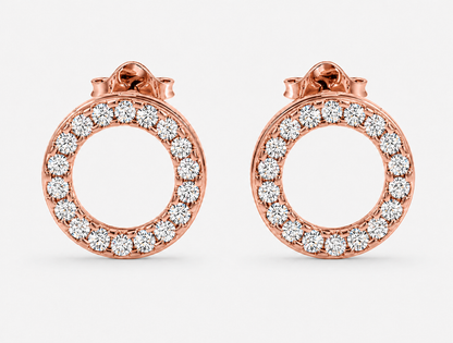 Convertible Double Circle Round Brilliant Diamond Earrings | Versatile Statement Elegance