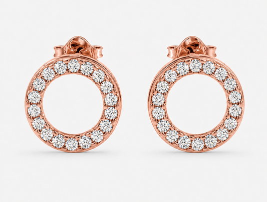 Convertible Double Circle Round Brilliant Diamond Earrings | Versatile Statement Elegance