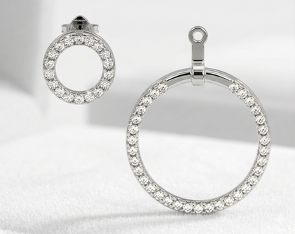Convertible Double Circle Round Brilliant Diamond Earrings | Versatile Statement Elegance
