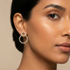 Convertible Double Circle Round Brilliant Diamond Earrings | Versatile Statement Elegance