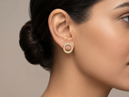 Convertible Double Circle Round Brilliant Diamond Earrings | Versatile Statement Elegance