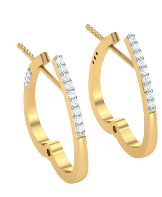 Round Cut Diamond Hoop Earrings | Minimal Pavé Elegance