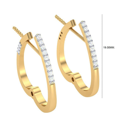 Round Cut Diamond Hoop Earrings | Minimal Pavé Elegance