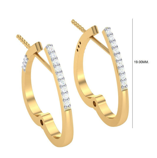 Round Cut Diamond Hoop Earrings | Minimal Pavé Elegance