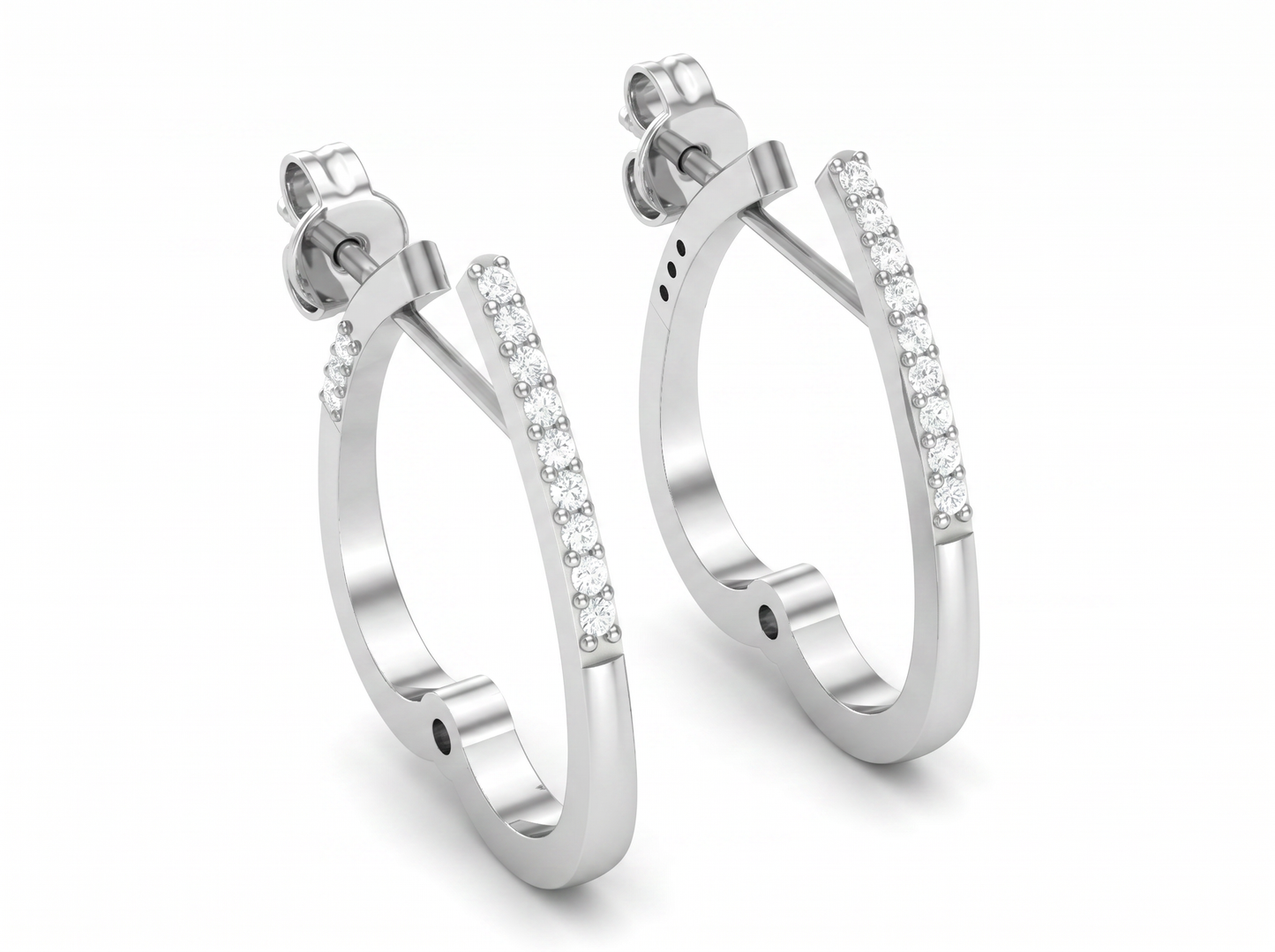 round cut diamond hoop earrings | minimal pavé elegance