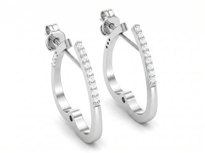 Round Cut Diamond Hoop Earrings | Minimal Pavé Elegance