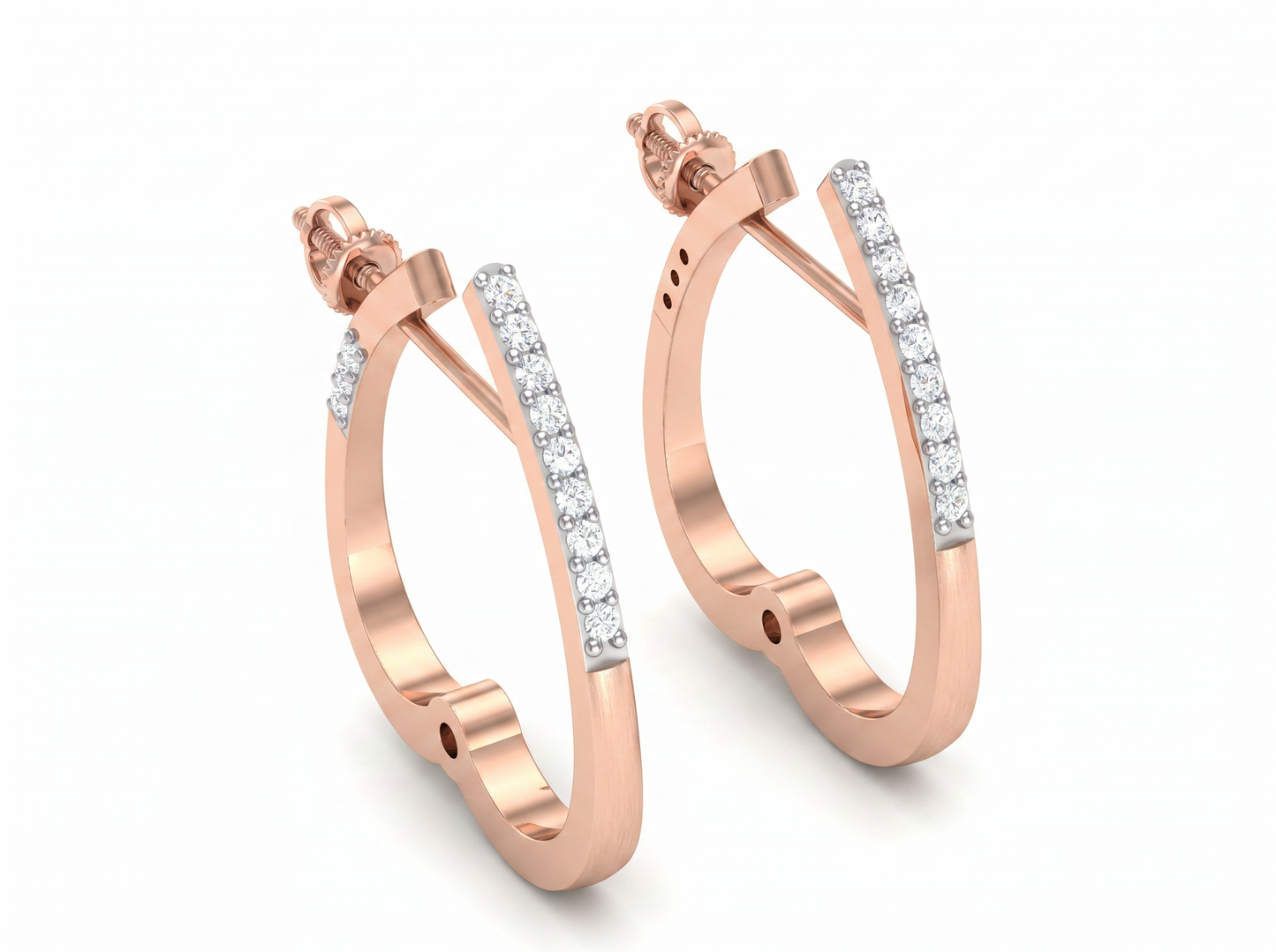 round cut diamond hoop earrings | minimal pavé elegance