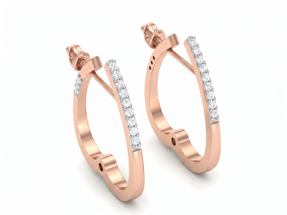 Round Cut Diamond Hoop Earrings | Minimal Pavé Elegance