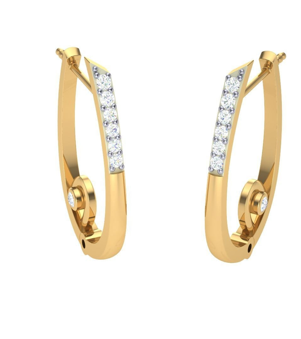round cut diamond hoop earrings | contemporary open hoop design