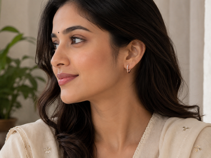 Round Cut Diamond Hoop Earrings | Contemporary Open Hoop Design