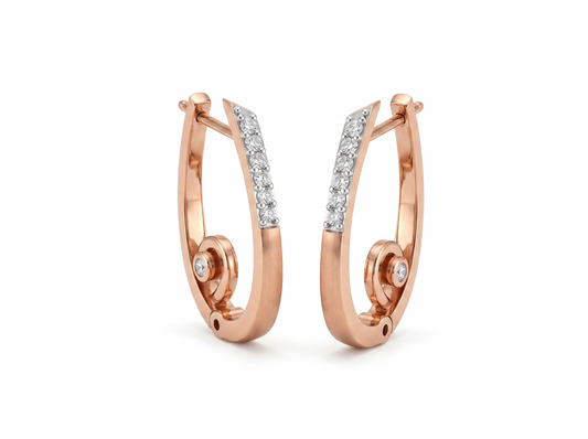 Round Cut Diamond Hoop Earrings | Contemporary Open Hoop Design