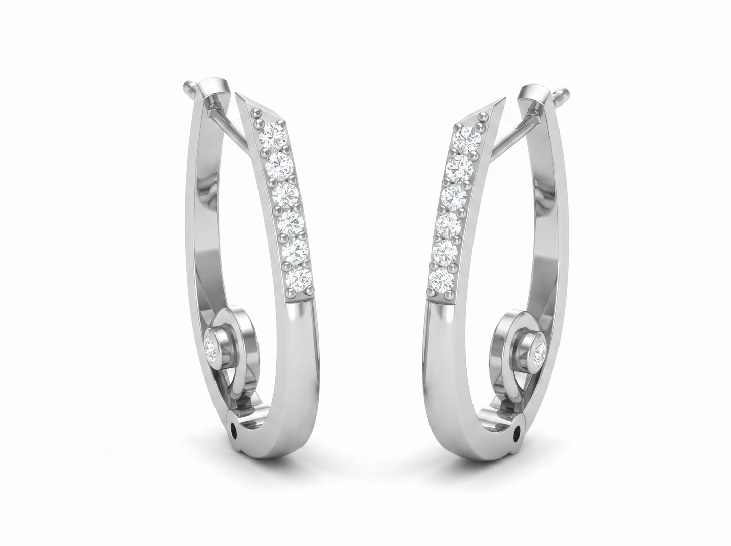 round cut diamond hoop earrings | contemporary open hoop design