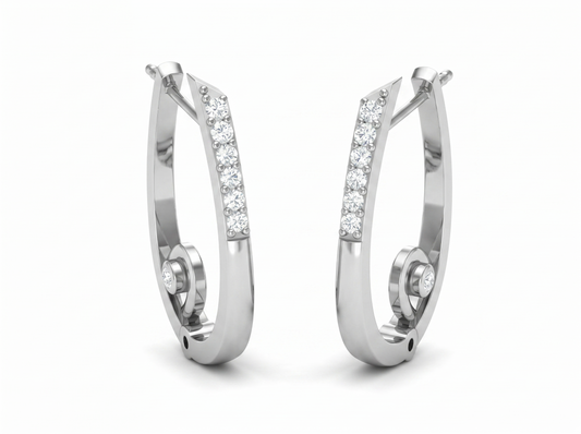 Round Cut Diamond Hoop Earrings | Contemporary Open Hoop Design