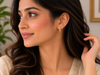 Round Cut Diamond Hoop Earrings | Graduated Diamond Accent Hoops